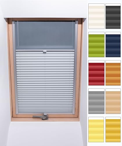 Stuza Custom Dachfenster Plissee - Nach maß - Kollektion 15 Stoff Farben - Breite 30-120 cm, Höhe 50-149 cm – Passend für VELUX, ROTO, FAKRO Fenster