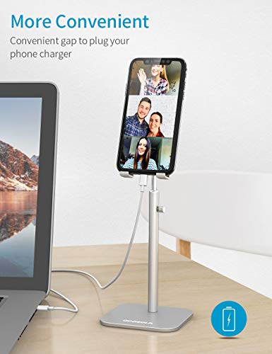 ODOSOLA Cell Phone Stand, Newly-Upgraded Angle/Height Adjustable Mobile Phone Holder for Desk Home, 4-11\'\' Eye-Level Aluminum iPad Stand Holders Compatible with iPhone iPad Kindle(Silver)
