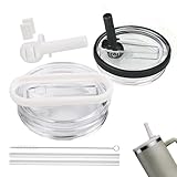 owmoer 2 Pack Detachable Straw Lid Replacement Compatible with Stanley Quencher H2.0 40 oz Tumbler, Leakproof Spillproof Flip Straw Cover, 3.6” Fit, Easy Clean For Stanley Cup Accessories
