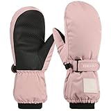 Mawjom Kids Skiing Gloves Winter Warm Waterproof Cold Weather Gloves for Outdoor Sports Girls Boys 6-12T