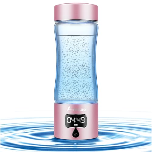 Hydrogen Water Bottle Generator with SPE/PEM Technology, Anlewo Portable H2 Water Ionizer Machine,5000PPB,6 Hours Hydrogen Retention for Family Friends Office Travel Sports Fitness