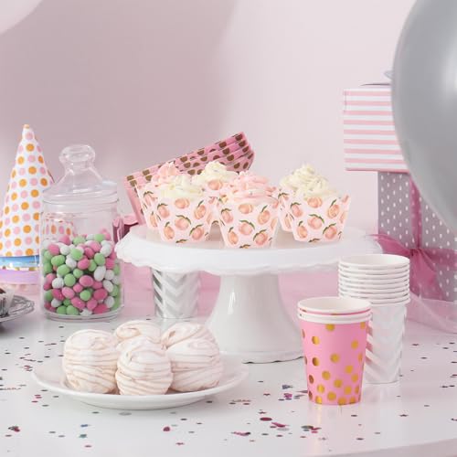 Envoltorios de cupcakes de melocotón con diseño de acuarela para adornar tartas de fiesta 7