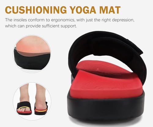 Image of ONCAI Mens Sandals Adjustable Straps Orthotic Plantar Fasciitis Open Toe Athletic Sport Slides with Soft Comfy Arch Support Footbed Size 7.5-15