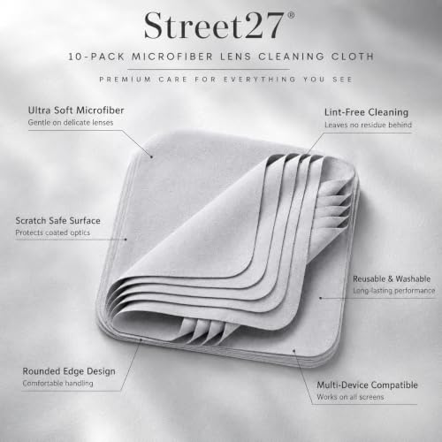 Image of Street27 10-Pack Microfiber Lens Cleaning Cloth | Soft Fabric Wipes for Eyeglasses, Sunglasses, Cameras & Screens - Grey & Beige