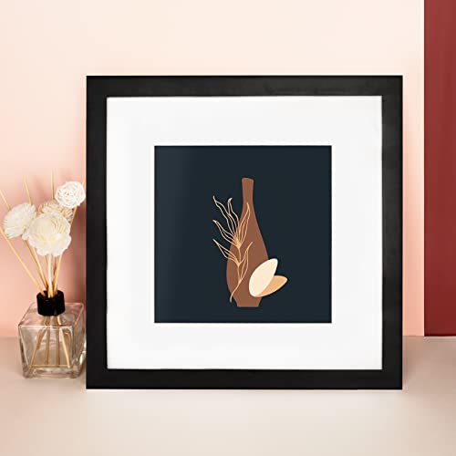 Annecy 12X12 Picture Frames Black 9 Pack, Solid Wood Square Frame Display 8X8 With Mat And 12X12 Without Mat, Gallery Wall Frame Set Of 9 For Poster Prints And Art Works #TOP1