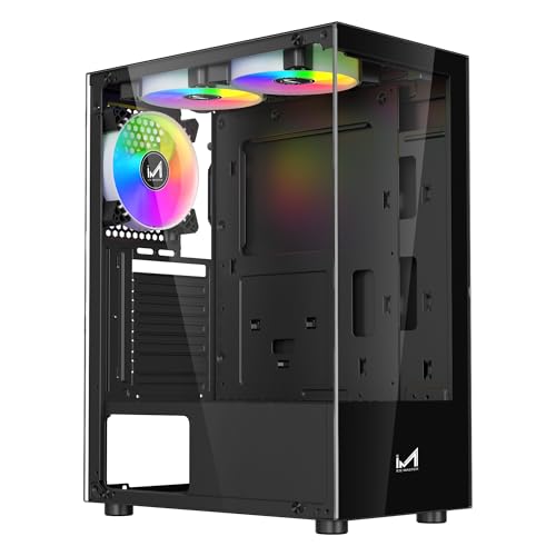 Image of ICE Master Thunder Mid-Tower Computer Case /Gaming Cabinet - Black | Support ATX, M-ATX, ITX | Pre-Installed 2 Top & 1 Rear Rainbow Fans