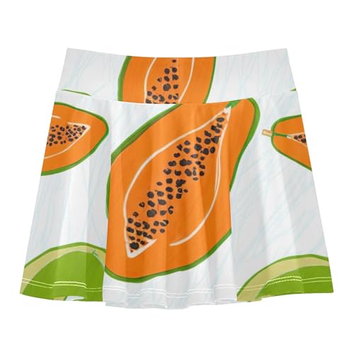 Athletic Shorts for Girls Skorts Orange Green Papaya White Skirts with Shorts Outfit Pleated 3t2