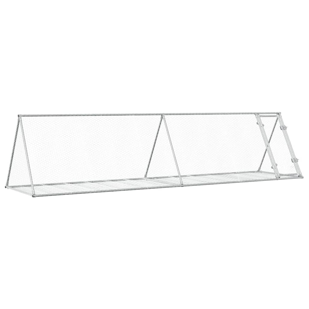 Homgoday Jaula para Conejos Acero galvanizado Plateado 400x105x91 cm, Cercado para Perros Perrera Gallinas, Caseta para Perros Mascotas Animales Perro Grande Exterior