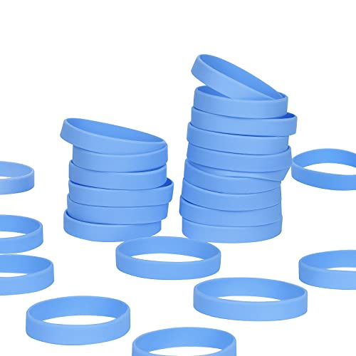 THXIY Lot de 50 bracelets en silicone vierges universels en caoutchouc pour enfants Bleu ciel Cover
