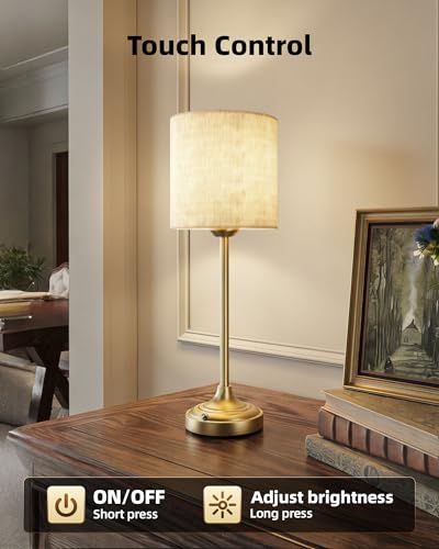 Image of Cordless Table Lamp, 8000mAh, Dimmable, Ambient Light, 2700K, Touch Control, Portable, LED, Wireless, Rechargeable, Battery Operated, Desk Lamp, Kitchen Lamp, Fabric Shade, for Dining Room, Bedroom