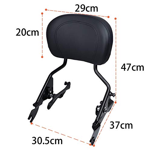 DSISIMO Black Detachable Upright Passenger Backrest Sissy Bar with Backrest Pad with 4 Point Docking Hardware Kit For Touring Road King Street Glide FLHR FLHX FLHT FLTR 2014-2020 - Thumbnail 6