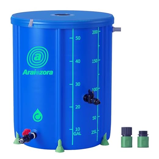 Araiozora Rain Barrels to Collect Rainwater from Gutter,53 Gallon Collapsible Rain Barrel 1000D Waterproof Material Portable Water Storage Tank with Spigots and Overflow Kit