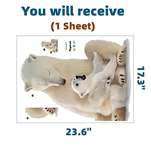 Royolam Sitting Polar Bear With Its Child Wall Decal Nursery Animal Wall Sticker Removable Peel And Stick Waterproof Wall Art Decor Stickers For Kids Baby Classroom Living Room Playing Room Bedroom #TOP3