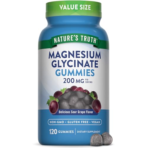 Natures Truth Magnesium Glycinate Gummies for Adults | 200mg | 120 Count