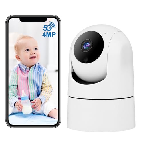 4MP Indoor Cameras for Home Security, 2.4/5G WiFi Baby/Dog Monitor with Phone APP, Auto Tracking, Human Motion Detection, Night Vision, 2 Way Audio, IP Camera Work with Alexa & Google Home (White)