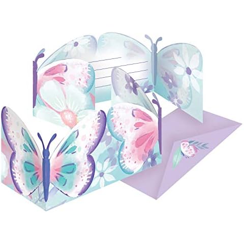amscan Lot de 8 Cartes d'invitation Papillons Cover