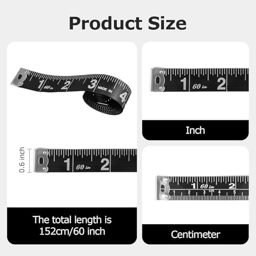 Cinta métrica flexible negra 60 pulgadas 2 unidades miniatura 4