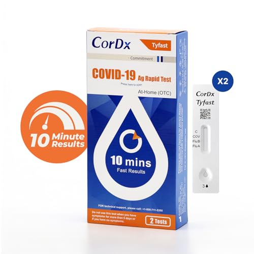 CorDx TyFast at Home COVID 19 Antigen Rapid Test Kit, Easy, Accurate, Fast Results in 10 Minutes. (2-Pack)
