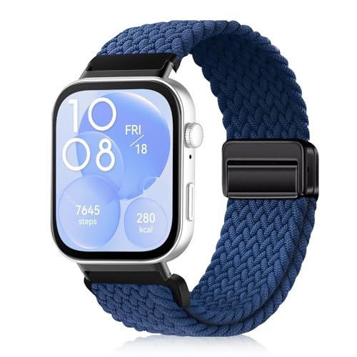 #rémunéré #Amazon<br>Bracelet Nylon Sport Compatible Avec Huawei Watch Fit 4 pro / 4/3 Boucle Magnétique Bande De Remplacement Strap de Tissés Pour Huawei Watch Fit 4 pro / 4/3 (Bleu)