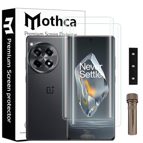 Image of Mothca Curved UV Tempered Glass Screen Protector for OnePlus 12R | Transparent | Pack of 2 | Borderless Full Screen Coverage with UV Installation Kit