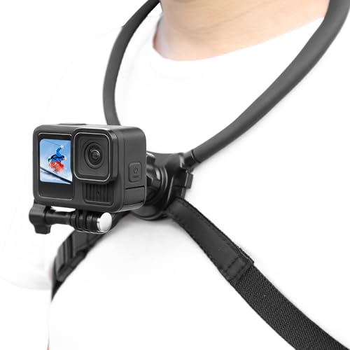 【2025新開発】ネックレス式マウントPOVネックレスマウント首掛けロックGoPro用アクセサリー シリコン素材で高柔軟設計で落下防止 形状自在に変更でき 多角度調整で横・縦撮影 旅行 登山 徒歩 釣り スキーなどに適しています Hero13-5 Blac