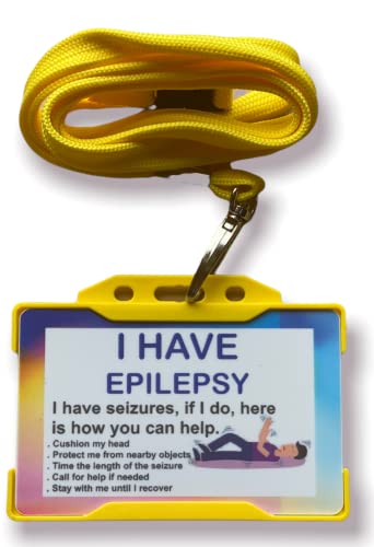 Epilepsy Awareness - I Have Epilepsy Disability ID Card & Yellow Lanyard/Card Holder