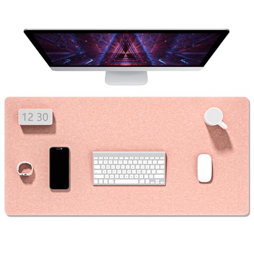 Image of Auhoahsil Felt Desk Mat, Minimalist Large Mouse Pad XXL 35.5 x 15.7 in, Desk Matt for Desktop, Keyboard, Laptop, Computer, Office, Work from Home, Gaming, Light Pink