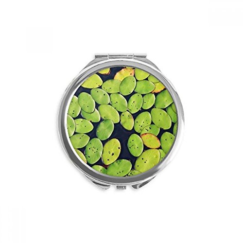 Miroir rond de poche feuille fraîche et miroir de maquillage compact portable