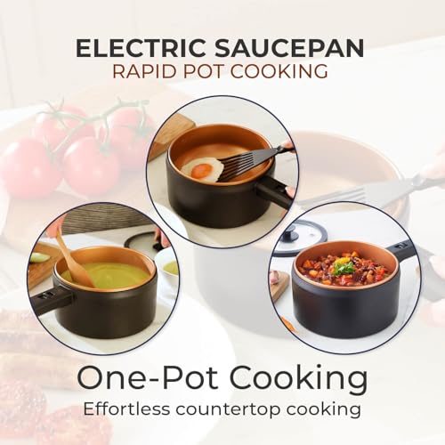 3 PAGEN Marmite Electrique avec Couvercle, 2L Antiadhésive, Hot Pot Multicuiseur, Cuisson sans Cuisinière, Marmite Electrique avec 2 Régulateurs de Température, Multifonctions et Économie d'Énergie – Image 5