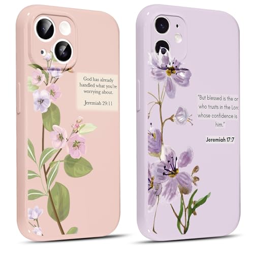 Cinysnt Pretty Violet Crabapple Flower Phone Case for iPhone 15 6.1", Classic God Jesus Christian Bible Verse Pink Purple Florals Pattern Design Cover Soft TPU Silm Glossy Cover Girls Women by Cinysnt - Used condition - US$5.99