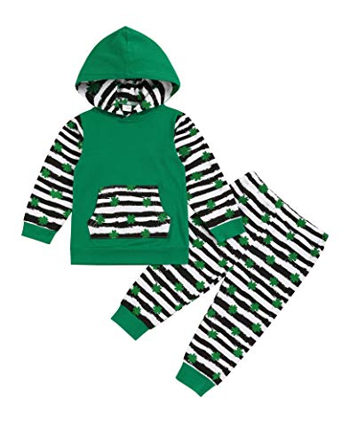 My First St.Patrick's Day Baby Boy Girl Lucky Charm Shamrock Romper Clover Pants with Hat 3Pcs Outfit Set (Green-B, 4-5T)