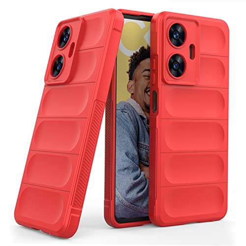 Amazon Basics Back Case Cover for Realme Narzo N55 / Realme C55 | Compatible for Realme Narzo N55 / Realme C55 Back Case Cover | Liquid Silicon Magic Case with Camera Protection | Red