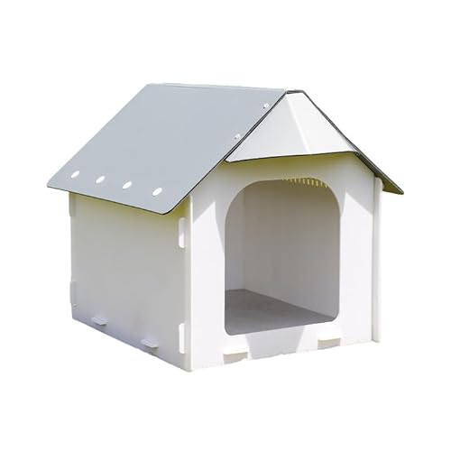 屋外用 犬小屋 中型犬対応 防水・防潮・抗菌設計 犬舎 湿気防止 防風 防雨 換気 通風性 丈夫なPP素材 組み立て簡単 コンパクトデザイン (ドアレスモデル,大きい)