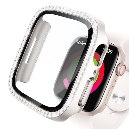 NIMASO Apple Watch用 ケース 41mm 【キラキラカバー】 アップルウォッチ 9/8/7対応 41mm ケース apple watch Series 9/8/7対応 保護カバー ガラスフィルム 一体型 ポリカーボネート素材 全面保護 装着簡単 スターライト NWC26C2122