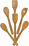 Bamboo Utensil Set - Eco-Friendly Material - Ideal For Cooking - Utopia Kitchen (6 Piece - Classic)