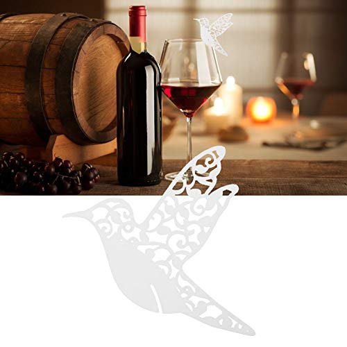 50pcs Marque-places de Nom de Mariage, Petit Oiseau Forme Siège Nom Marque-places Carte Creuse Tasse, élégant Nom Creux Marque-places Nom Réception Cartes D'invité pour Verre à Vin(Blanc)