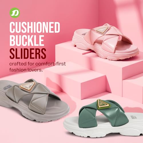 Image of DOCTOR EXTRA SOFT Women's Fashionable Buckle Sliders /Slippers with Cushion FootBed for Adult | Comfortable & Light Weight| Stylish & Anti-Skid| Waterproof & Everyday Flip Flops for Ladies Girls D-521