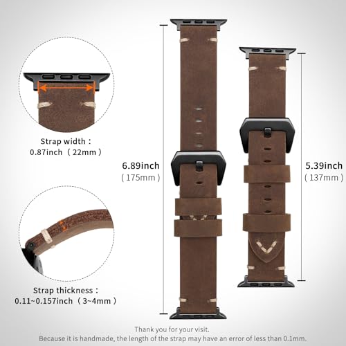 Genuine Leather Band Compatible with Apple Watch Bands for Men by SEURE - Used condition - Image 6