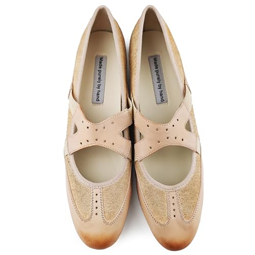Women's Mary Jane Ballet Flats, Cross Strap Design, Soft Thin Sole & Low Heel, Breathable Microfiber, Easy Slip-On Wide Opening Comfortable Round-Toe Casual Shoes Ballerina Flat Women Shoes Dressy US Size 73
