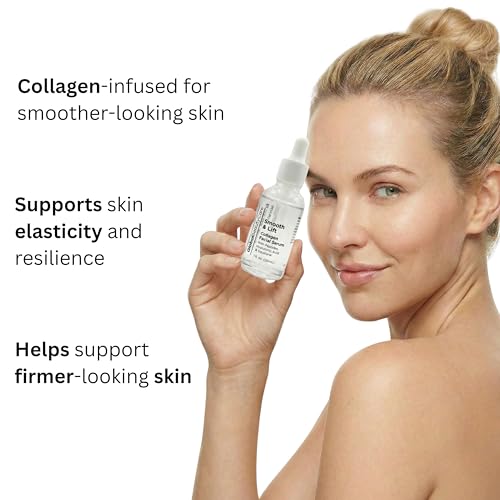 Global Beauty Care Smooth & Lift Collagen Facial Serum Hydrating Face Serum to Support Firm-Looking Skin with Peptides, Hyaluronic Acid & Squalane, Fast-Absorbing Hydrating Formula, 1 fl oz (1-Pack)