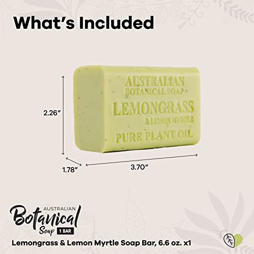 Australian Botanical Soap, Lemongrass With Lemon Myrtle 6.6 Oz. (187G) Soap Bars | All Skin Types | Shea Butter Enriched - 1 Count #TOP4