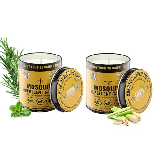 Mosquito Repellent Candle – Plant-Based Essential Oils with Citronella, Lemongrass & Rosemary – Outdoor Use