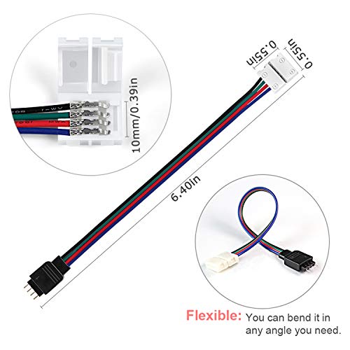 Nelyeqwo 5050 Rgb 4 Pin 10Mm Led Connectors Kit, 12 Pack Solderless 4 Pin Conductor Strip To Power Adaptor Strip To Controller Jumper For 10Mm Wide Waterproof Led Lights Strip Tape #TOP6