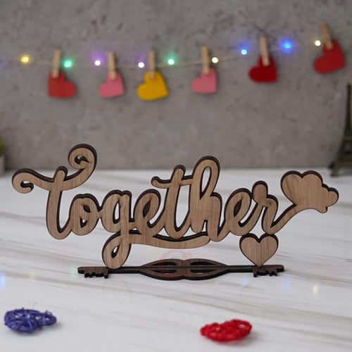 Articles de décoration de Saint-Valentin : cœur en bois avec support de table - 3