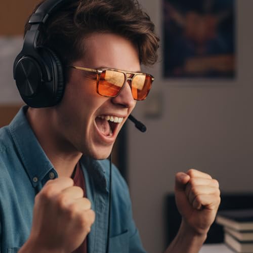 Image of LVIOE 99% Blue Light Glasses Sleep Glasses Orange Tinted Lens for Good Sleep Reduce Eyestrain Aviator Eyeglasses