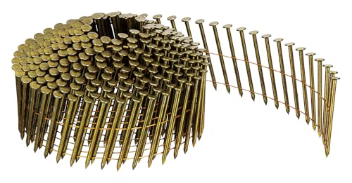 HiKOKI VS2545 Clavos de conexión para alambre, Longitud total 1.8 pulgadas (45 mm) x diámetro del eje 0.1 pulgadas (2.5 mm), rollo, para uñas neumáticas, para madera, 300 piezas x 30 rollos, recubrimiento amarillo, forma convexa miniatura 1