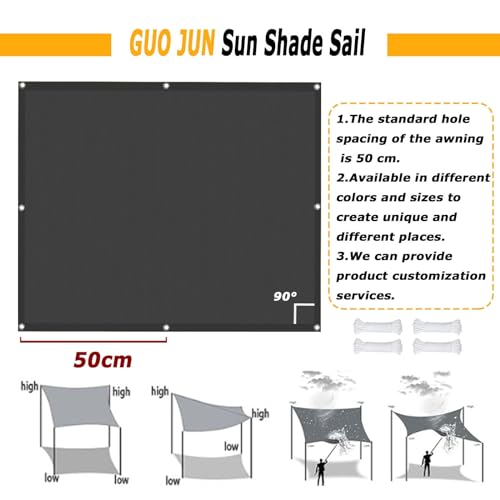 Voile d'ombrage rectangulaire gris foncé pour protéger du soleil - 7