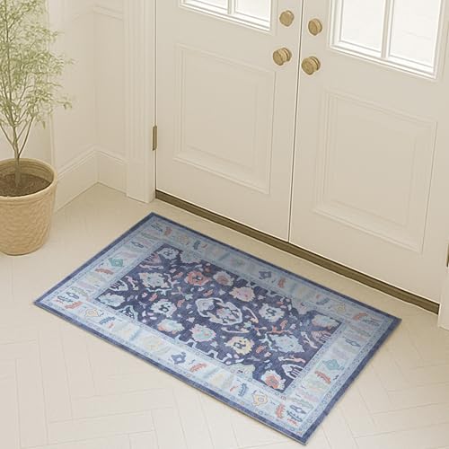 Fame Rugs Navy Blue Modern Oushak Rug 3x5, Washable Vintage