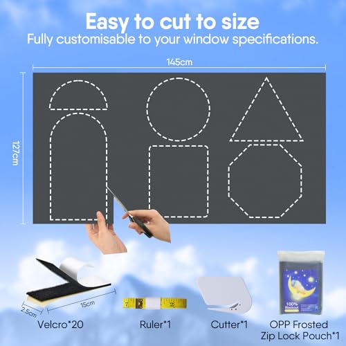 Blackout Blind, 127 X 145 CM Portable Blackout Blind Stick on Blackout Blinds for Windows, Temporary Blackout Curtains Cutting any Size Shape for Bedroom, Indoor and Outdoor(Gray) - Cosy Home Interiors Blackout Blind, 127 X 145 CM Portable Blackout Blind Stick on Blackout Blinds for Windows, Temporary Blackout Curtains Cutting any Size Shape for Bedroom, Indoor and Outdoor(Gray) - Image 2