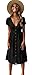 Produktbild Deman Kleider Beachwear High Taille Dress Frauen Casual Kurzarm V-Ausschnitt Button Down Sommer Swing Midi Knielang Kleid Taschen Schwarz XL